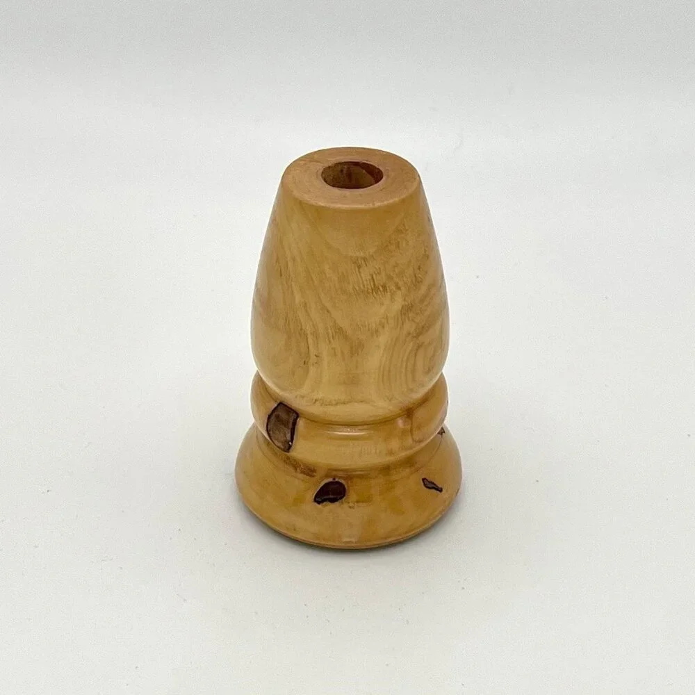Handmade 3” Turned Wood MCM Bud Vase/ Small Candle Holder Rustic Natural Decor